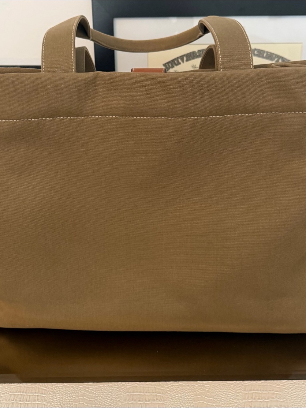 Tory Burch Ella Canvas Tote Dark Sage Green Like Brand New - Picture 4 of 7